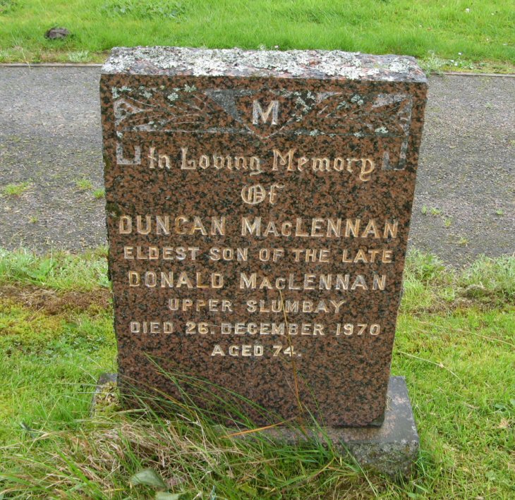 Photo of headstones/Duncan MacLennan d 1970 hdstn Lochcarron New